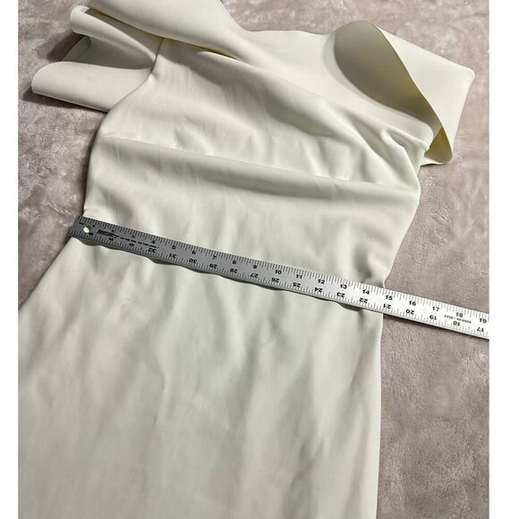 Chiara Boni Elisse Dress Women's 46 White One Shoulder Ruffle Sheath Knee Length - Picture 11 of 14